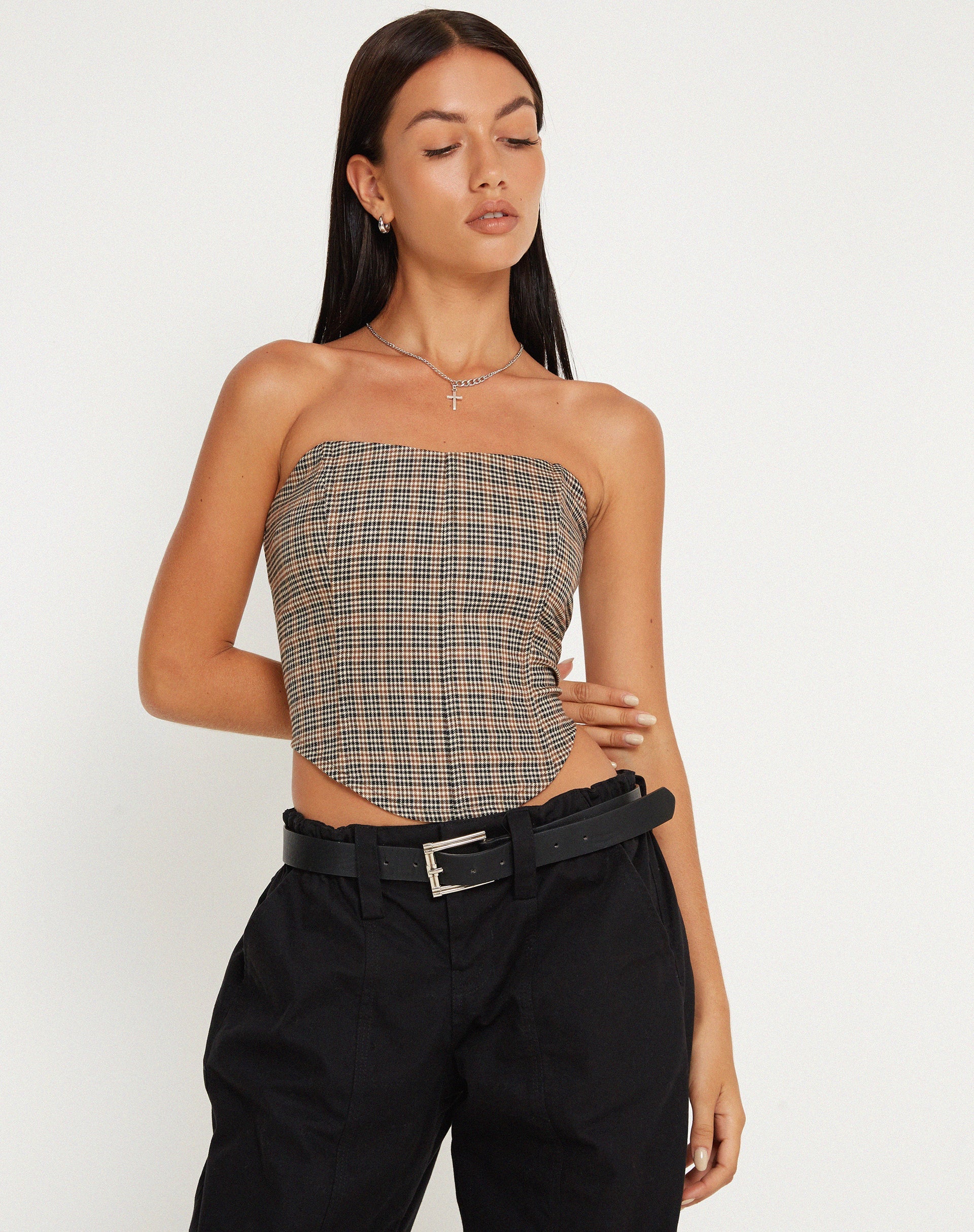 imagen de Kayashi Corset Top en Micro Brown Check