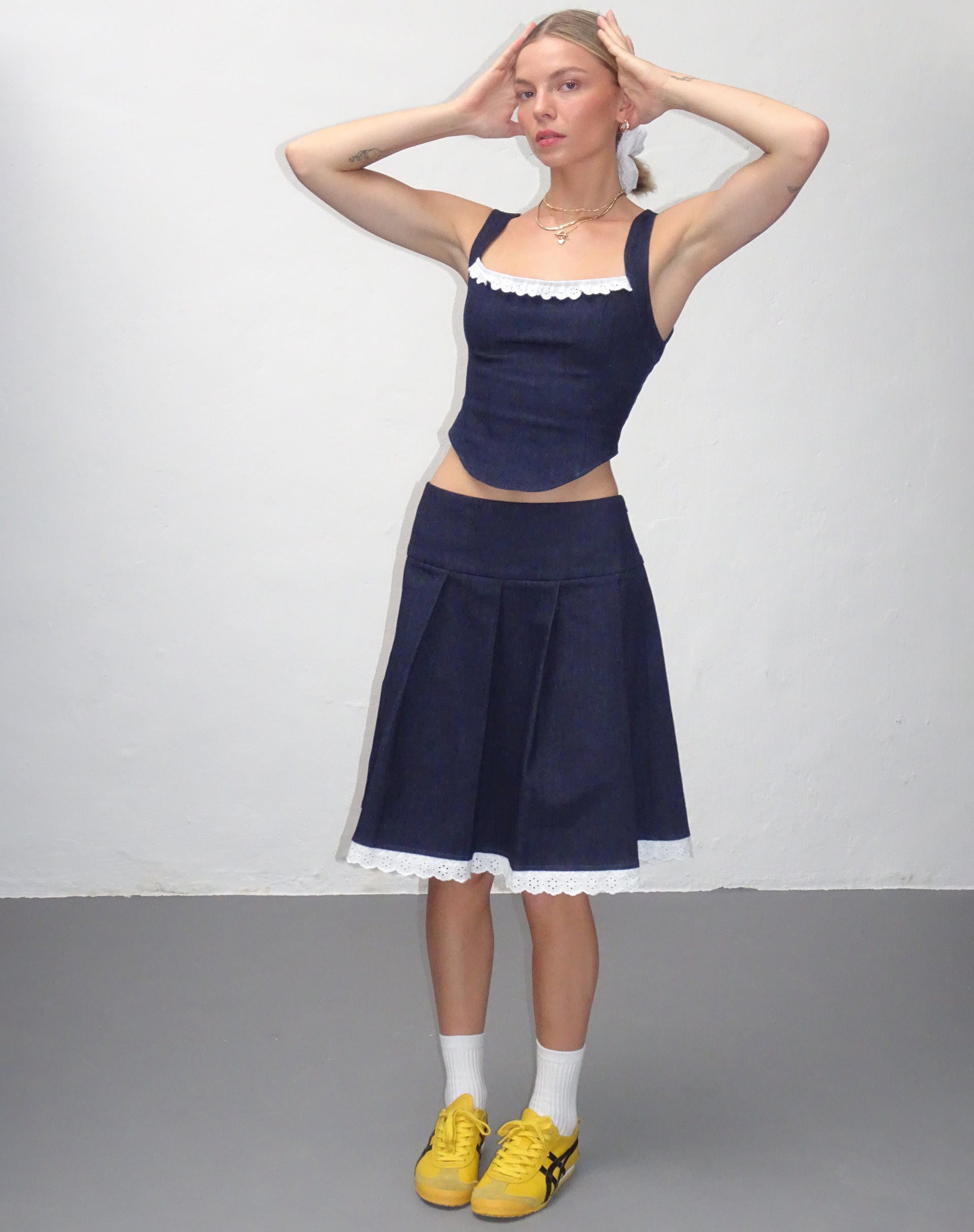 Imagen de Caralia Falda Midi en Chambray Indigo