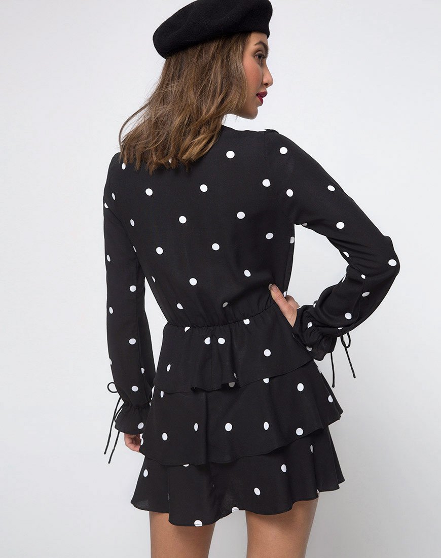 Vestido Kepsibelle de lunares blancos y negros
