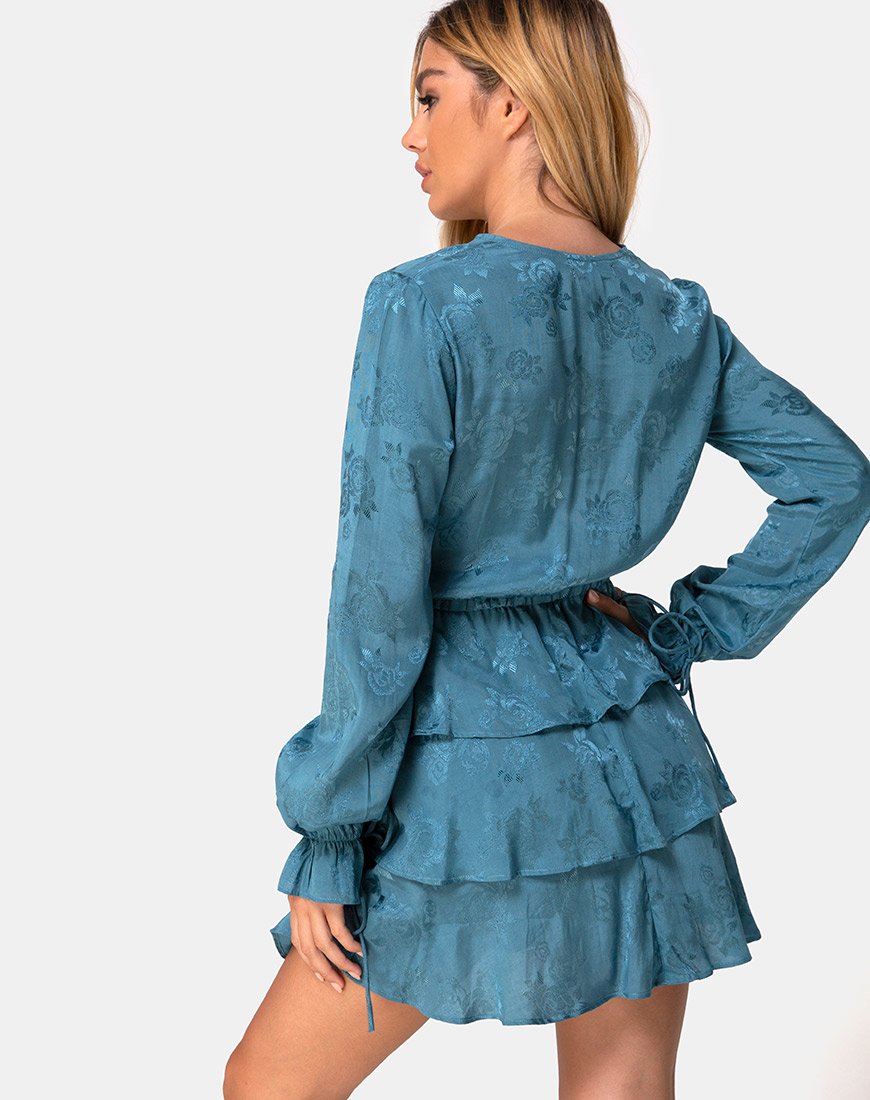 Vestido Kepsibelle de satén rosa azul empolvado