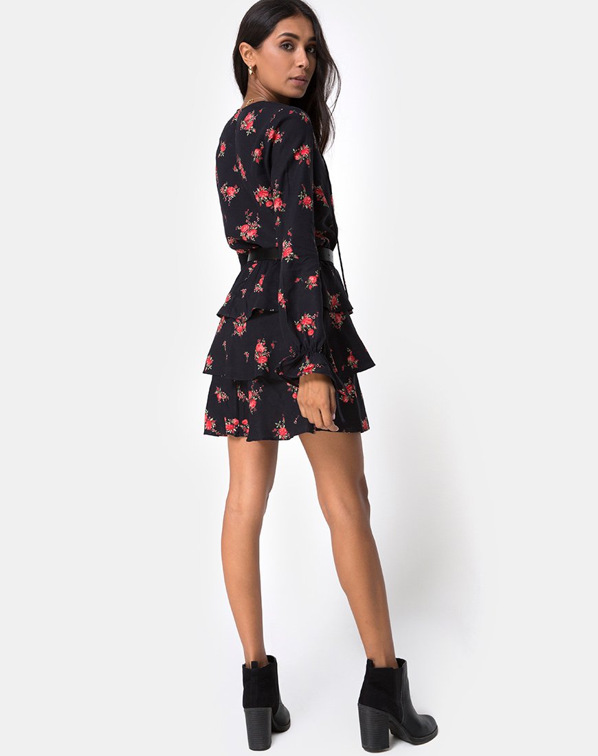 Imagen de Kepsibelle Vestido en Soi Rose Negro y Rojo