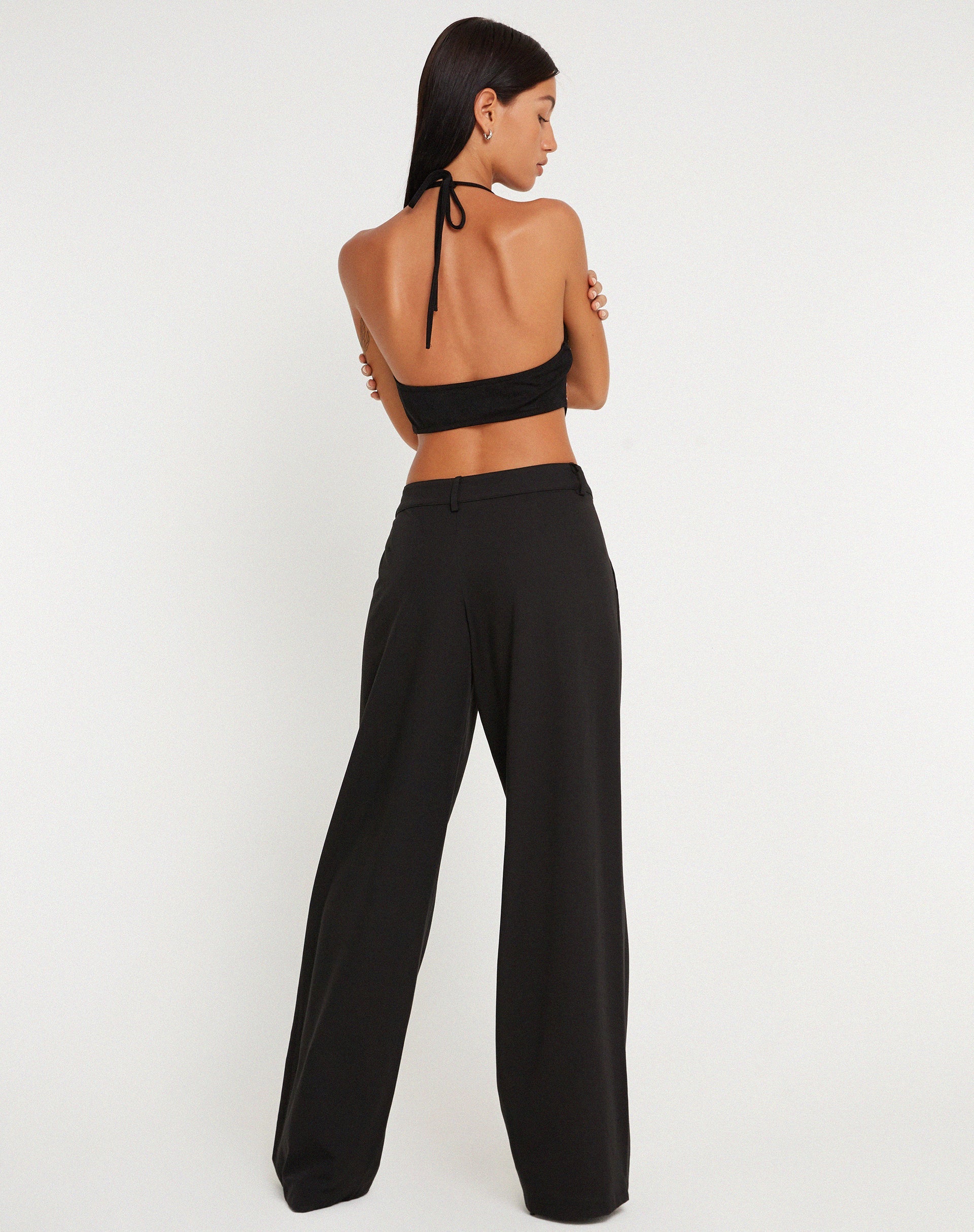imagen de Ketida Halterneck Crop Top in Black Diamante