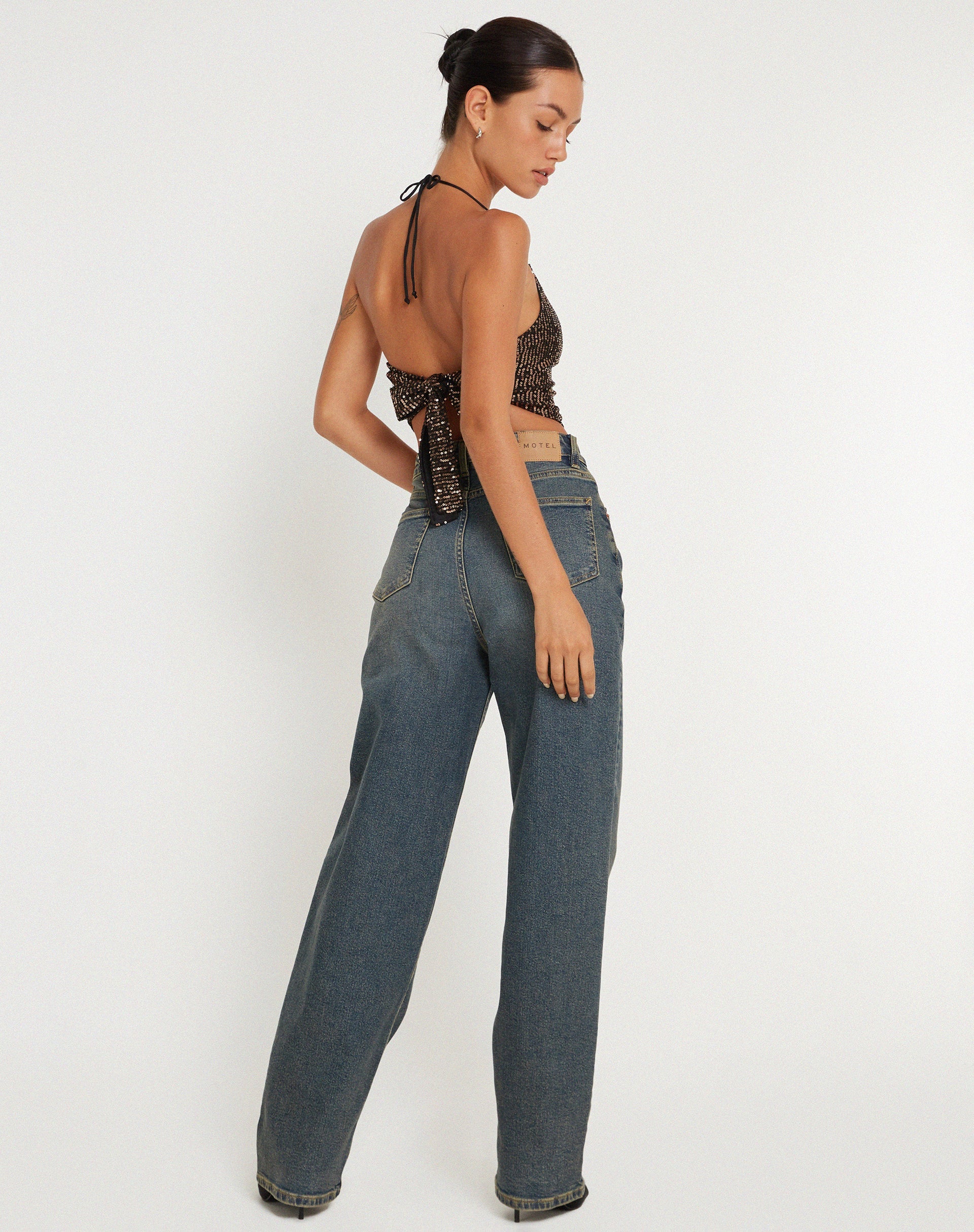 imagen de Ketida Crop Top en Drape Sequin Copper