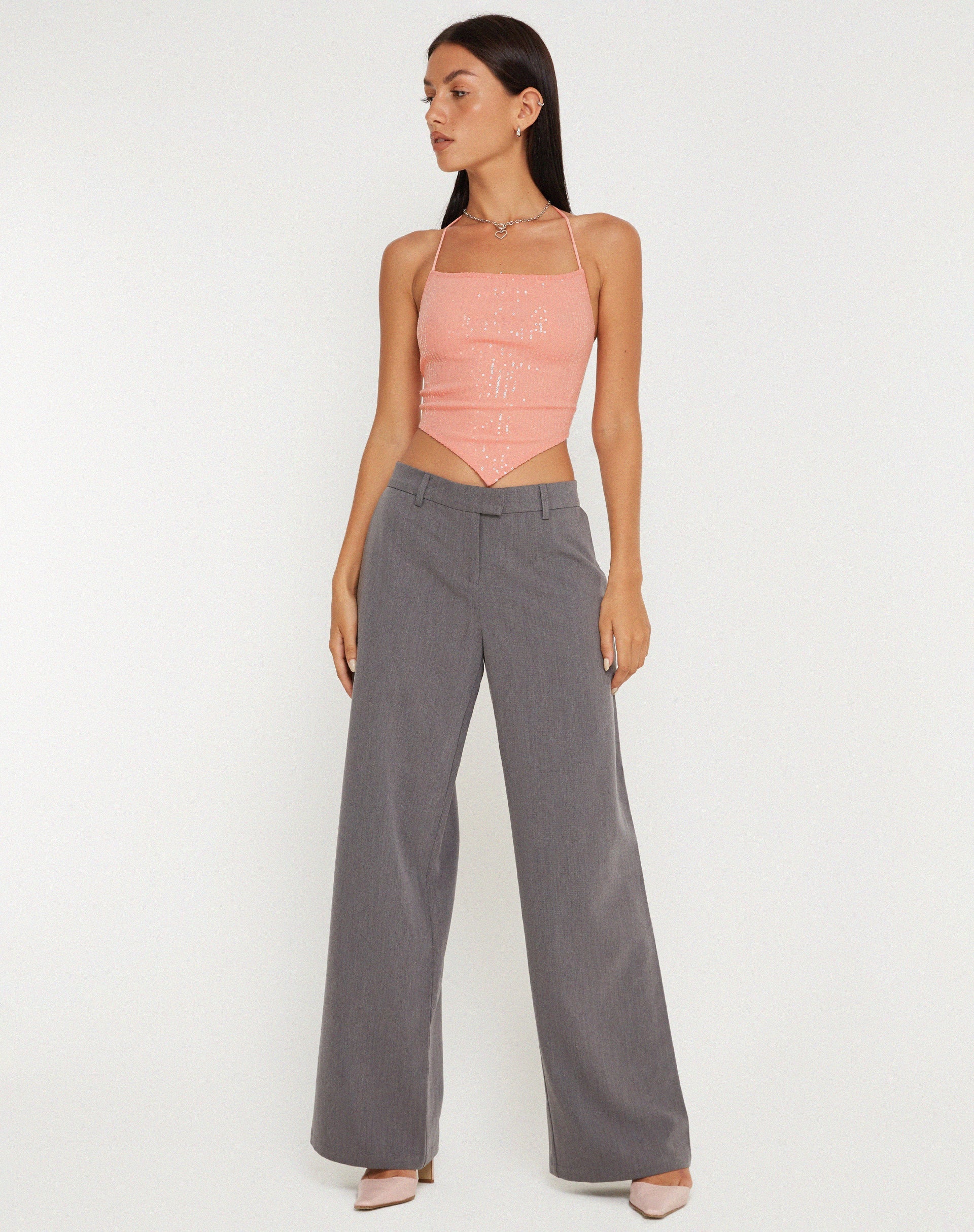 imagen de Ketida Crop Top en Drape Sequin Pink