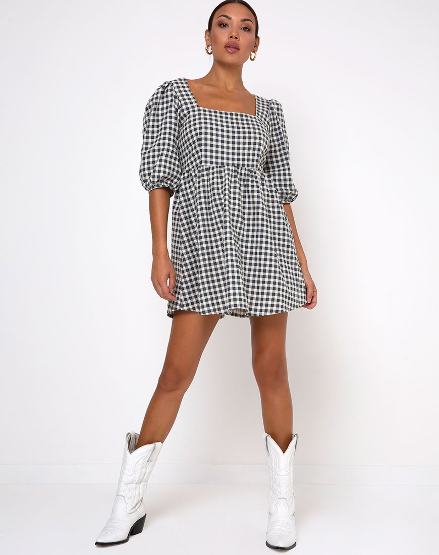 Imagen de Kezie Skater Dress in Gingham Cream