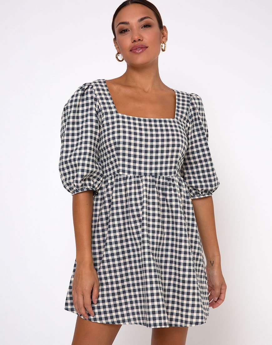 Imagen de Kezie Skater Dress in Gingham Cream