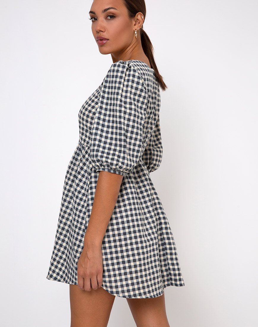Imagen de Kezie Skater Dress in Gingham Cream