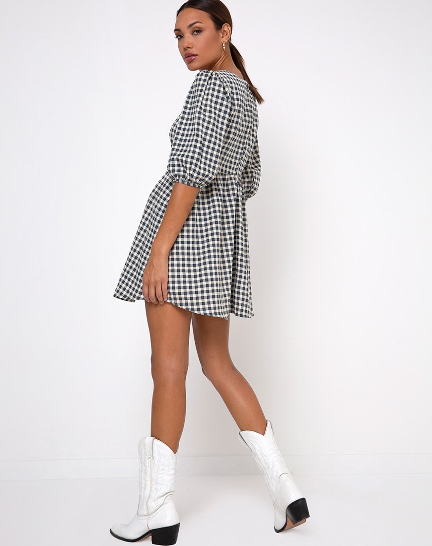 Imagen de Kezie Skater Dress in Gingham Cream