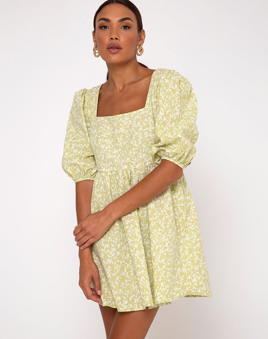 Vestido Skater Kezie en Espuma Botanic Menta