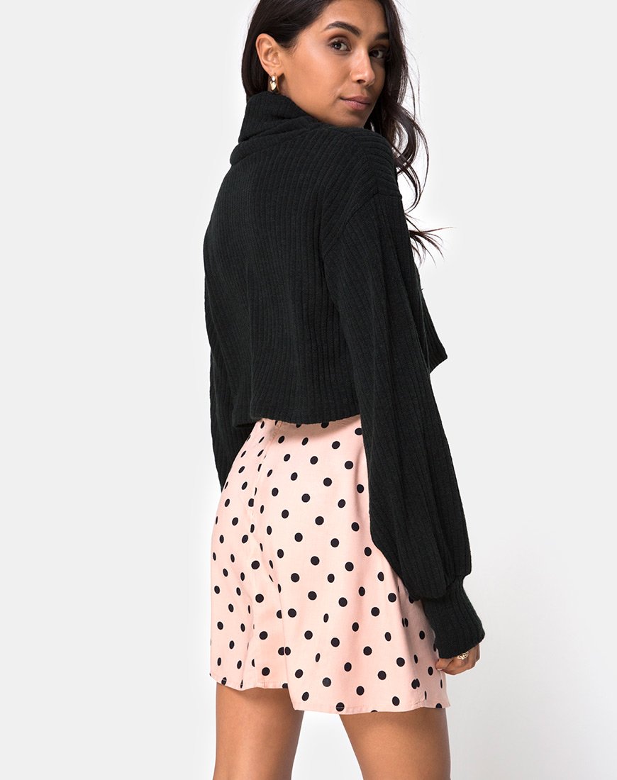 Imagen de Khabel Falda A-Line en New Polka Nude Negra