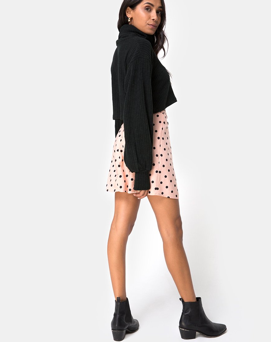 Imagen de Khabel Falda A-Line en New Polka Nude Negra