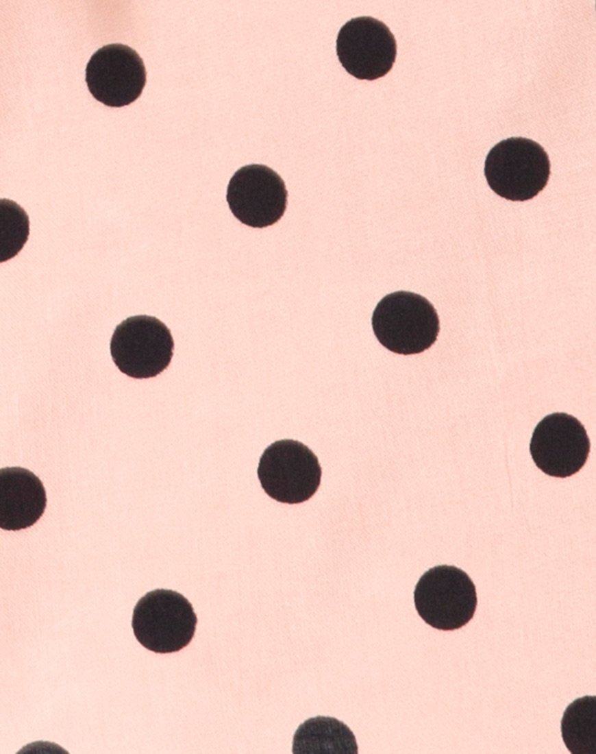 Imagen de Khabel Falda A-Line en New Polka Nude Negra