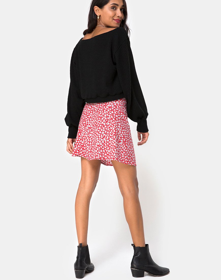 Imagen de la falda Kheb A-line Skirt in Ditsy Rose Red and Silver