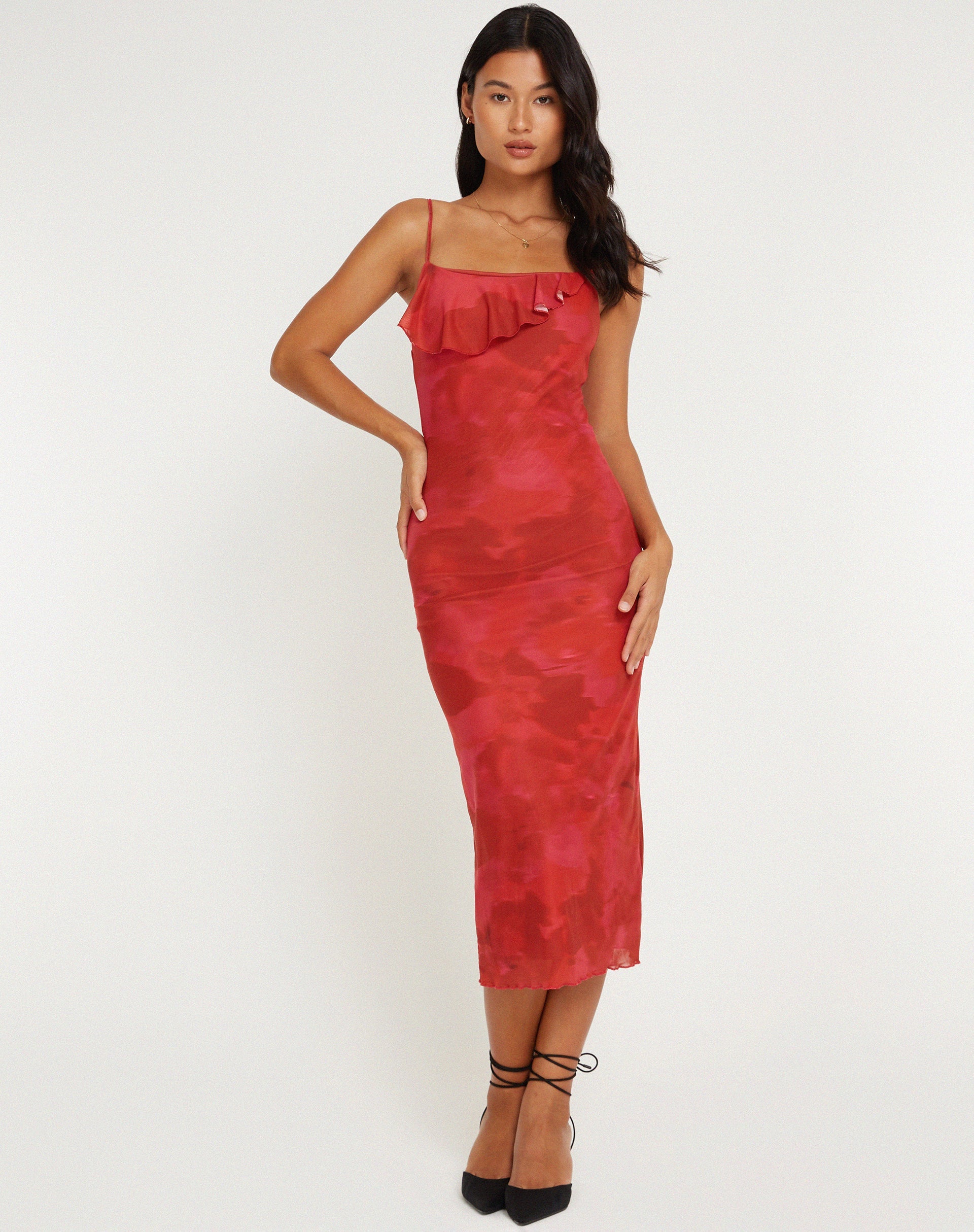 imagen de Kilia Midi Dress in Watercolour Floral Red