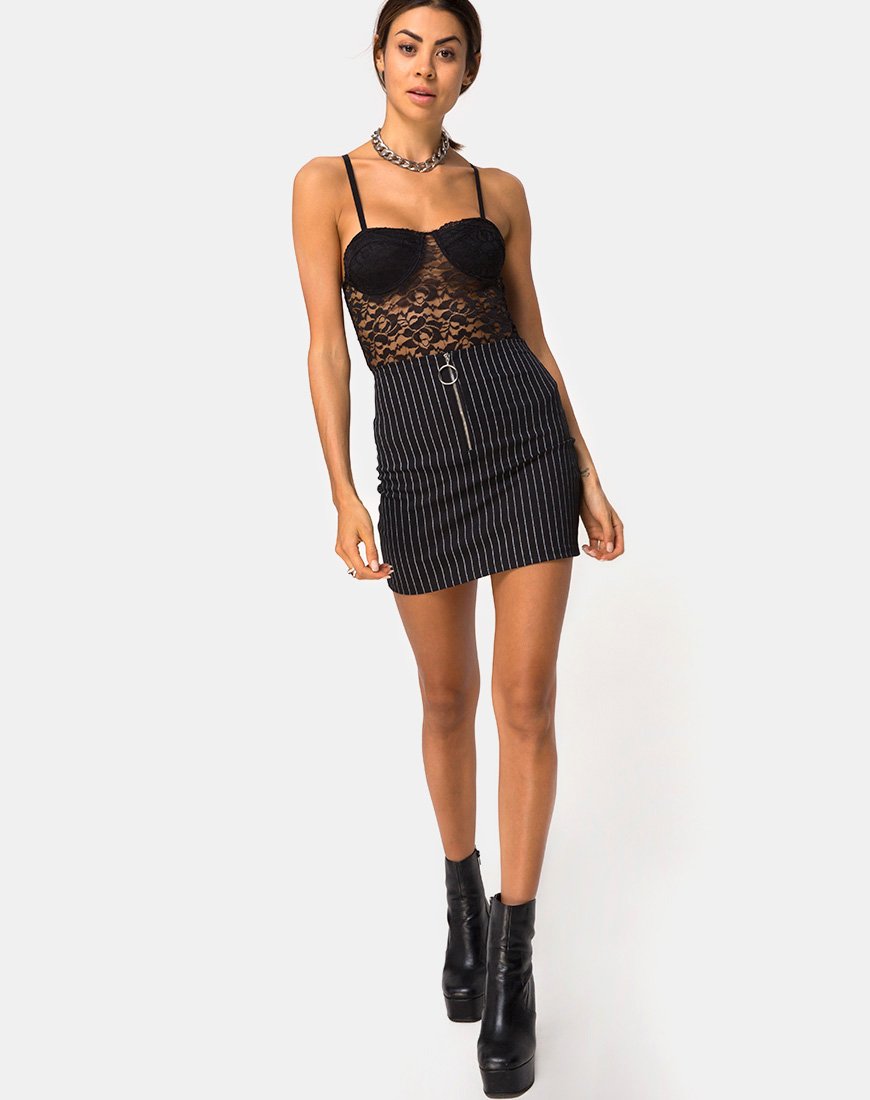 Imagen de la falda Kimber a rayas negra