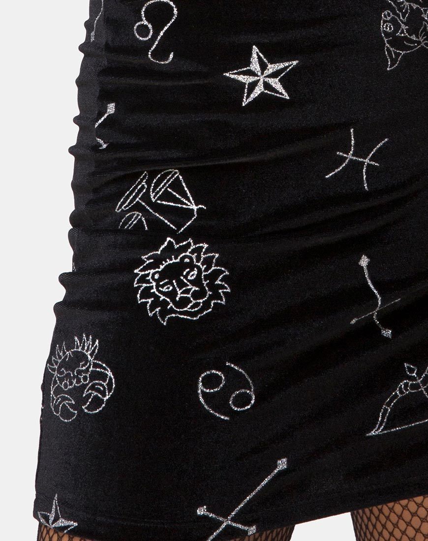 Imagen de la minifalda Kimmy en negro medio Astro Glitter