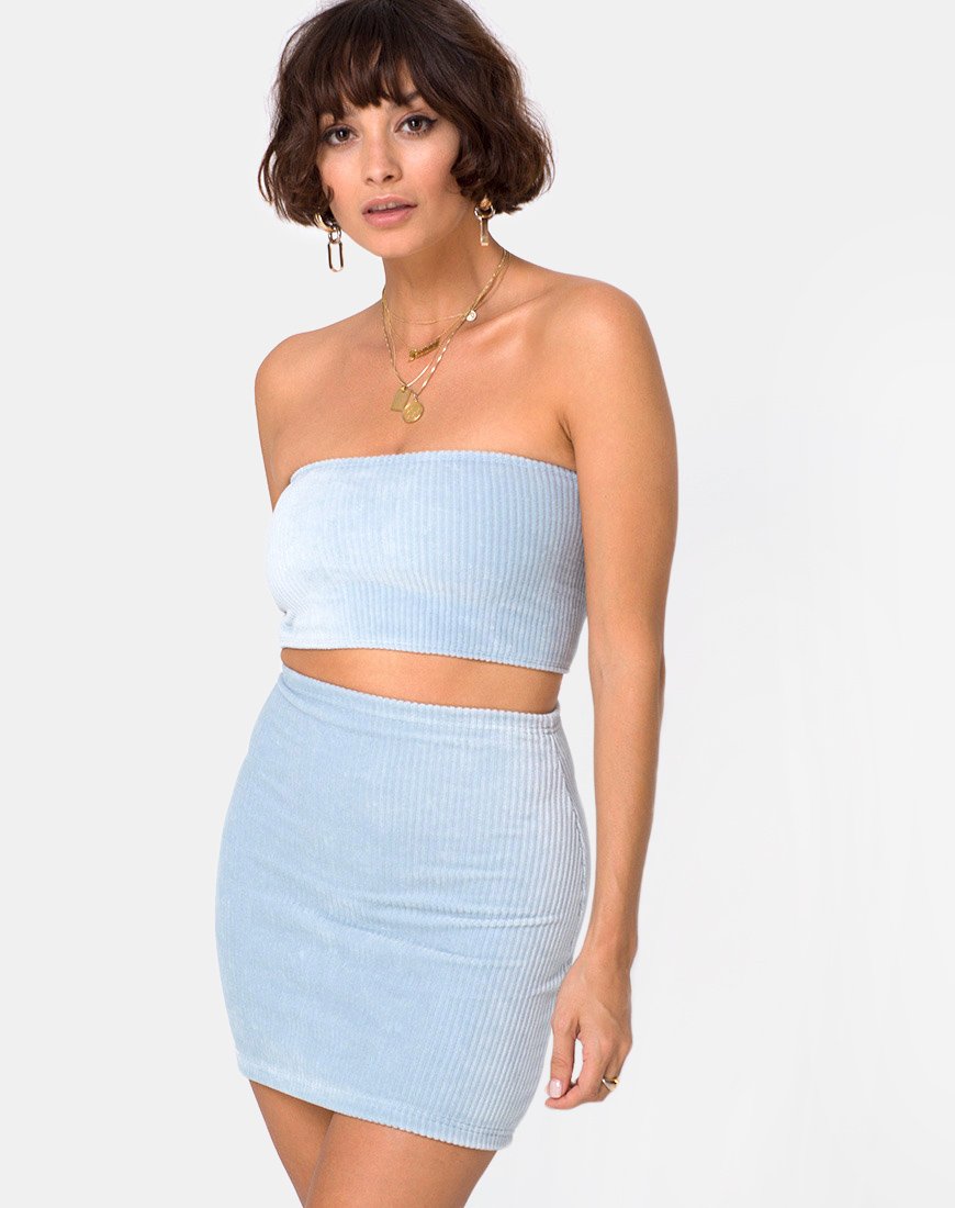 Minifalda Kimmy en punto mullido azul bebé