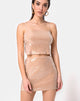 Imagen de Champo Crop Top en camel con lentejuelas transparentes