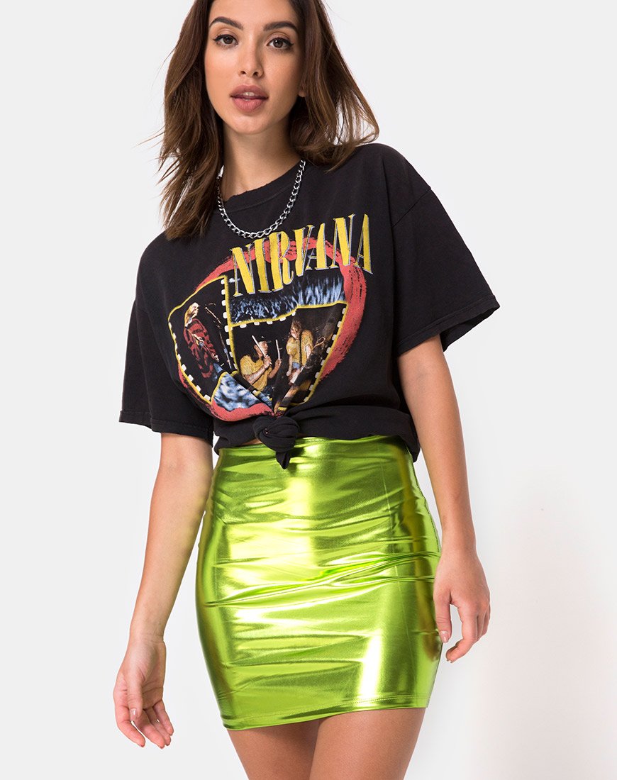 Falda Kimmy en verde metalizado