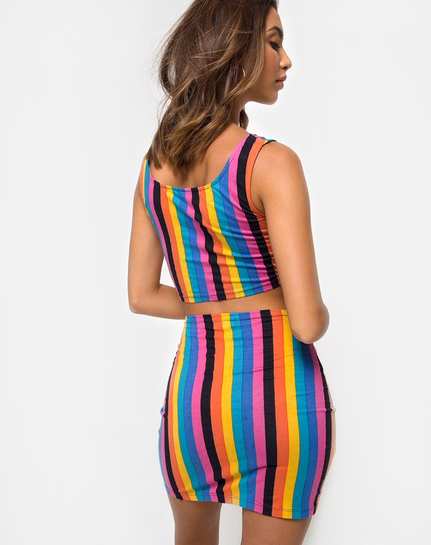 Kimmy Falda Bodycon en Nueva Mezcla Vertical de Rayas
