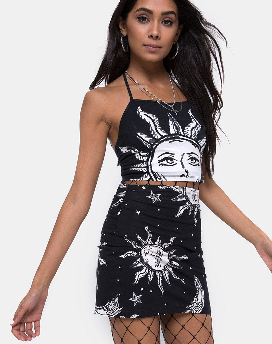 Falda Kimmy Bodycon en oversize Sol Luna y Estrellas