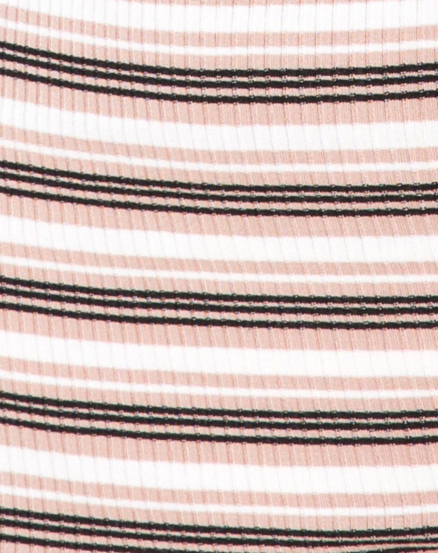 Imagen de Kimmy Bodycon Skirt in Rib Stripe Cream Negro y fuego