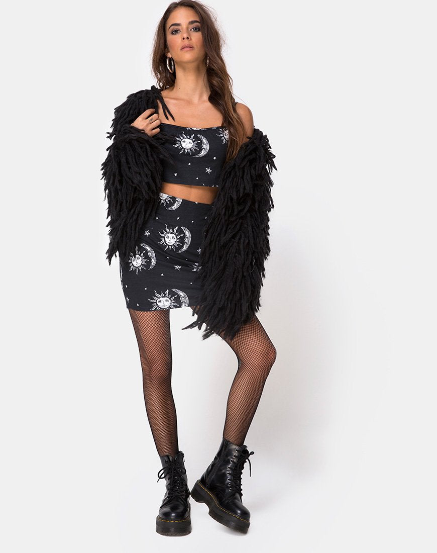 Imagen de Kimmy Bodycon Skirt en Sun Moon Stars BW