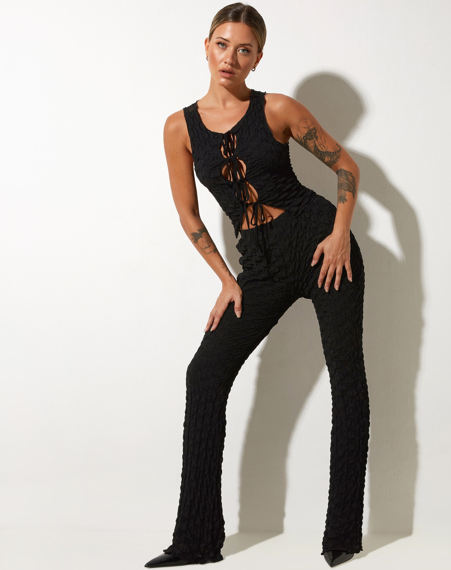 imagen de Kinara Top en Stripe Mesh Negro