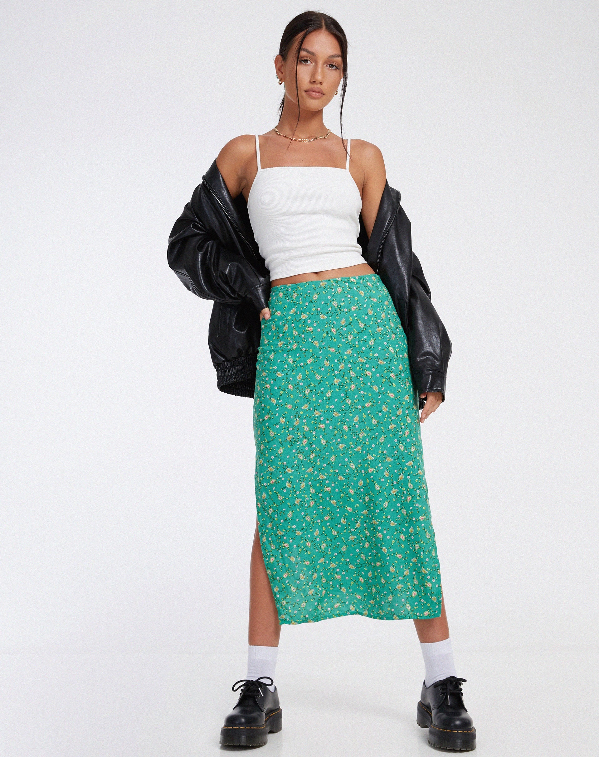 Imagen de Kindra Falda Midi en Paisley Fun Verde