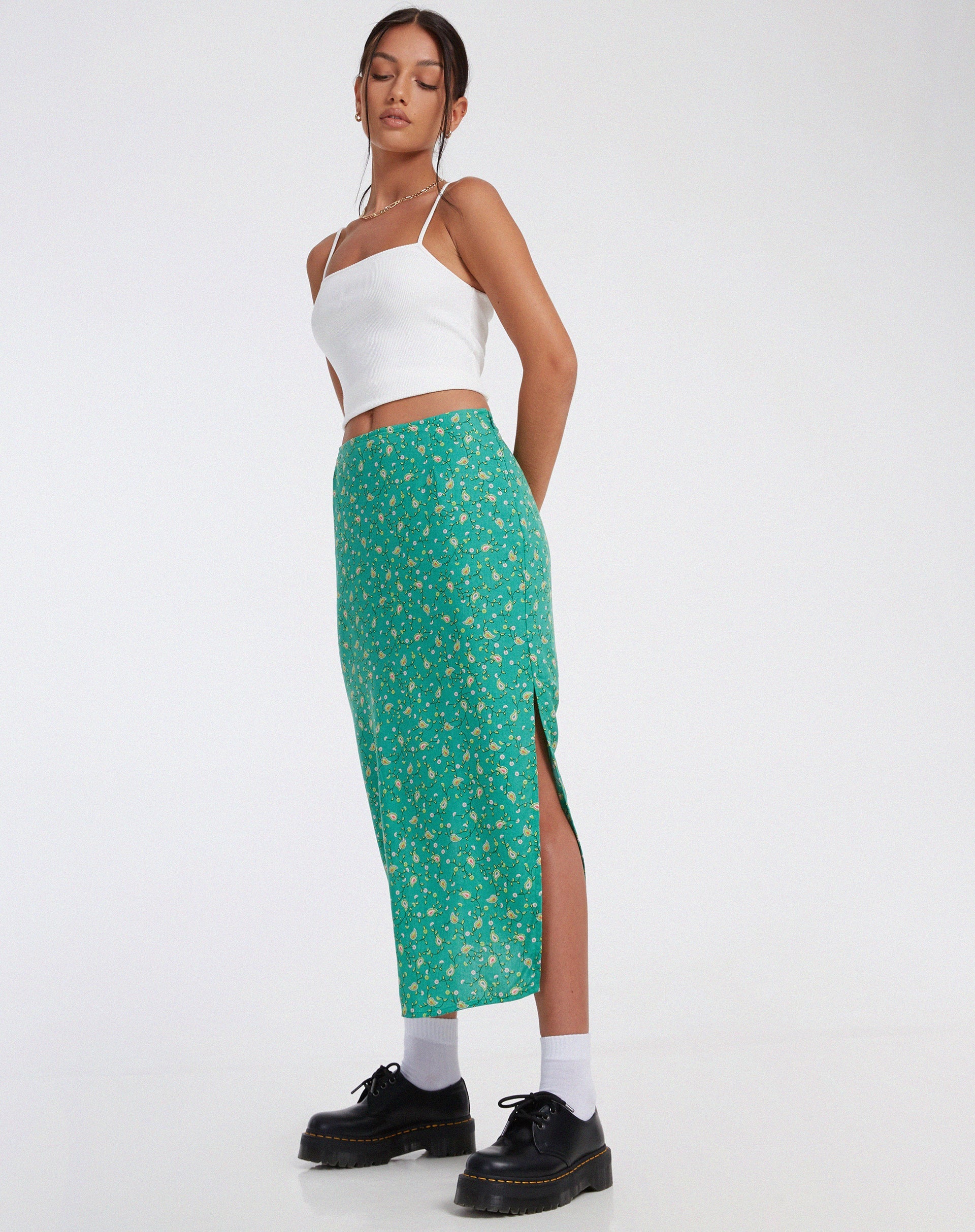 Imagen de Kindra Falda Midi en Paisley Fun Verde