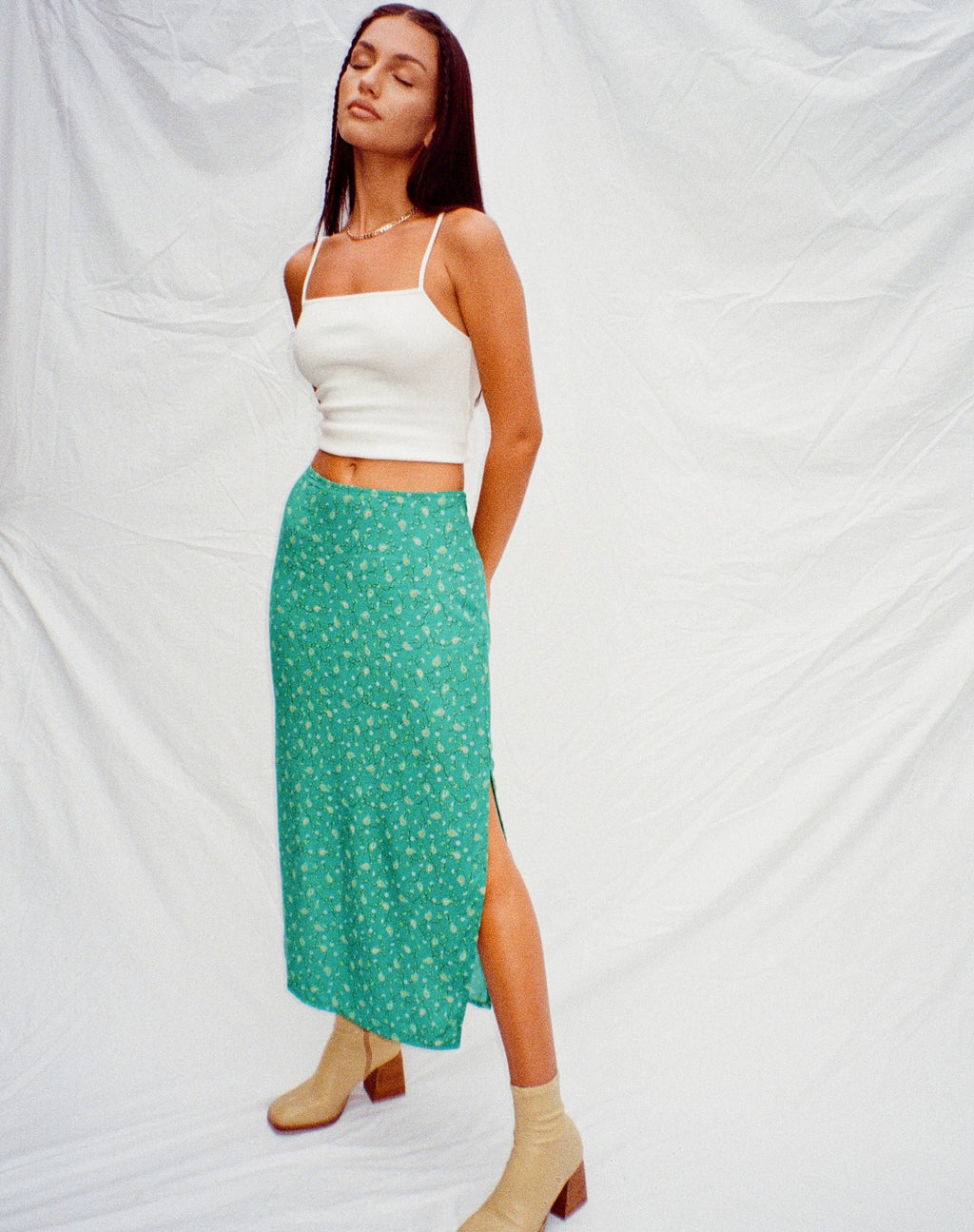 Falda Kindra Midi en Paisley Fun Verde