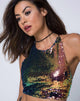 Imagen de Kingsley Crop Top de lentejuelas rosa petróleo