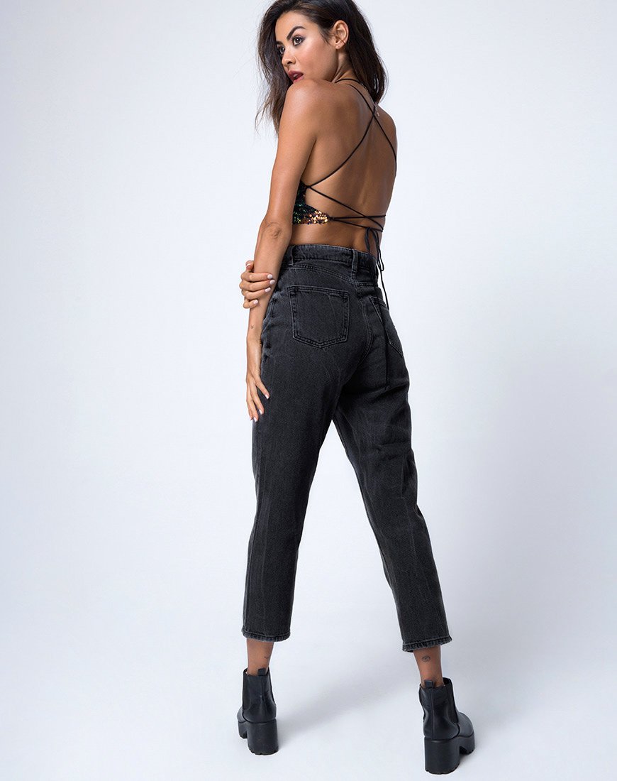 Imagen de Kingsley Crop Top de lentejuelas rosa petróleo