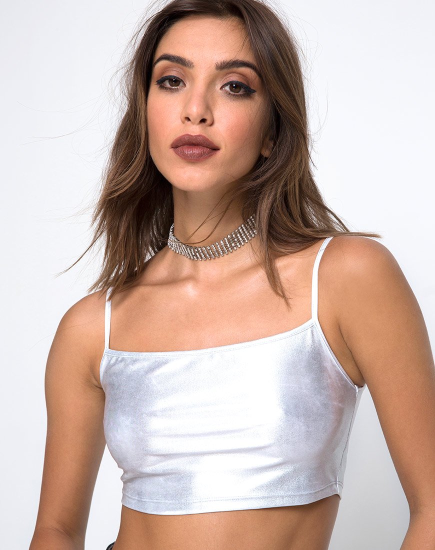Kini Crop Top en Spandex Plata