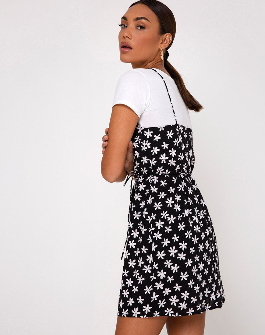 Kinley Slip Dress en 90's Daisy Blanco y Negro
