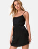 Imagen del vestido Kinley de satén negro guepardo