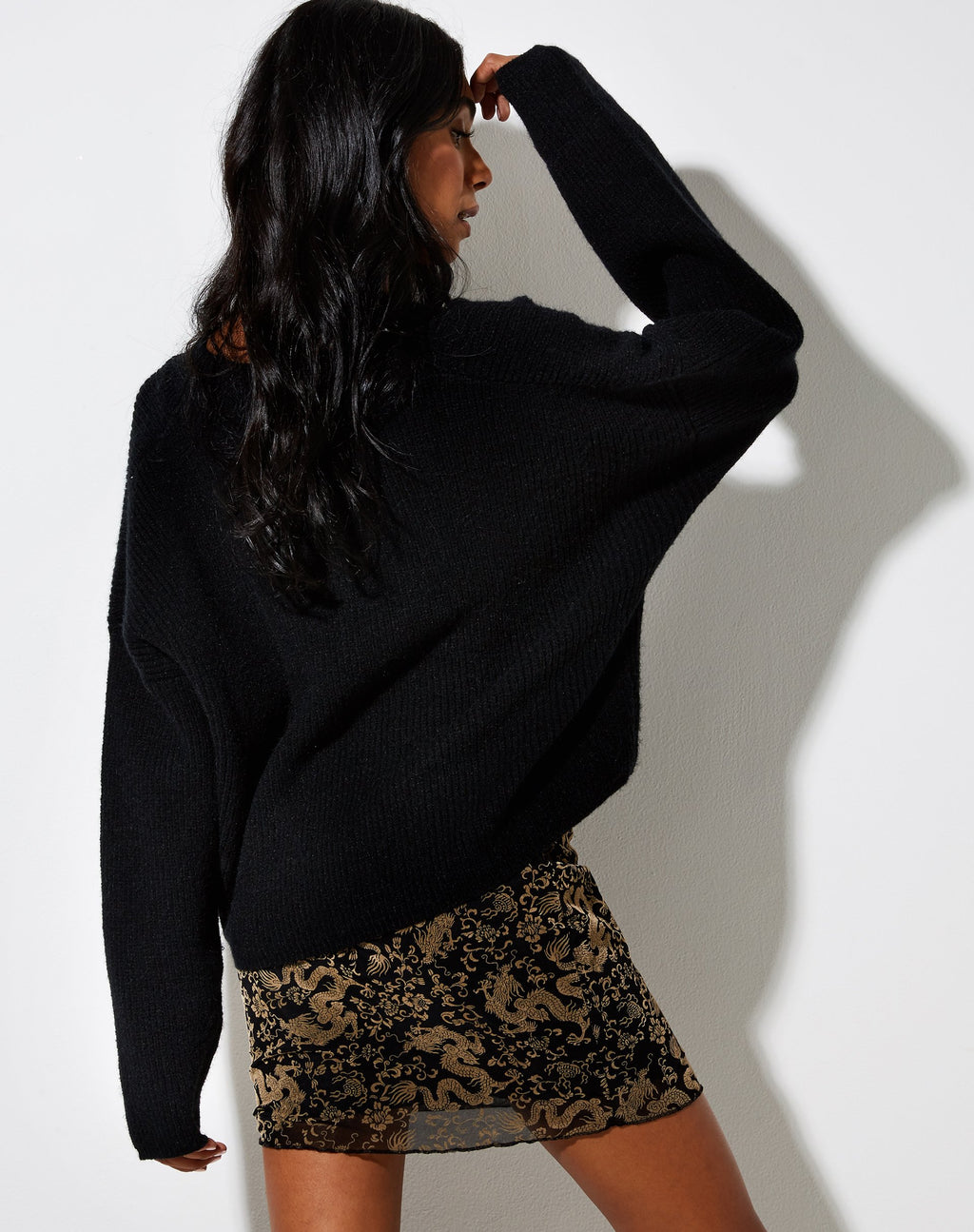 Minifalda Kinnie en malla negra Tan Dragon Flock