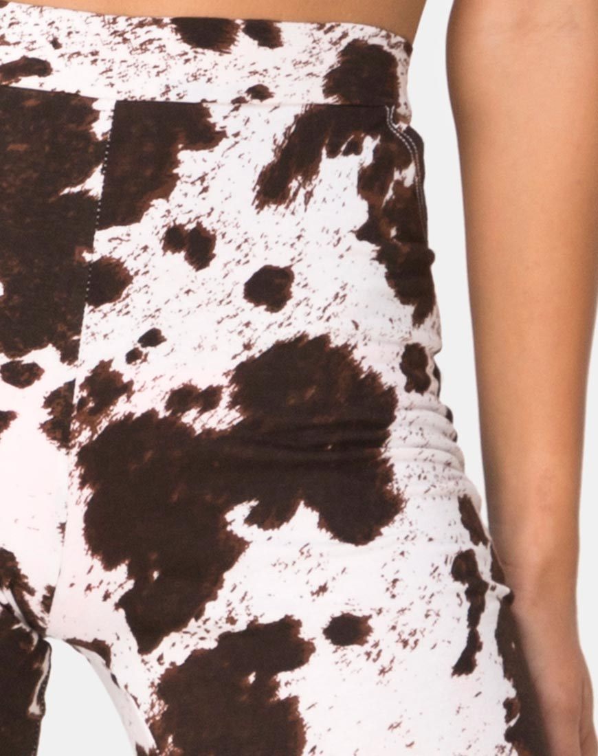 Imagen del pantalón Kiva de piel de vaca marrón y blanco