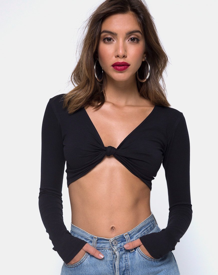 Top de manga larga Knotie en negro