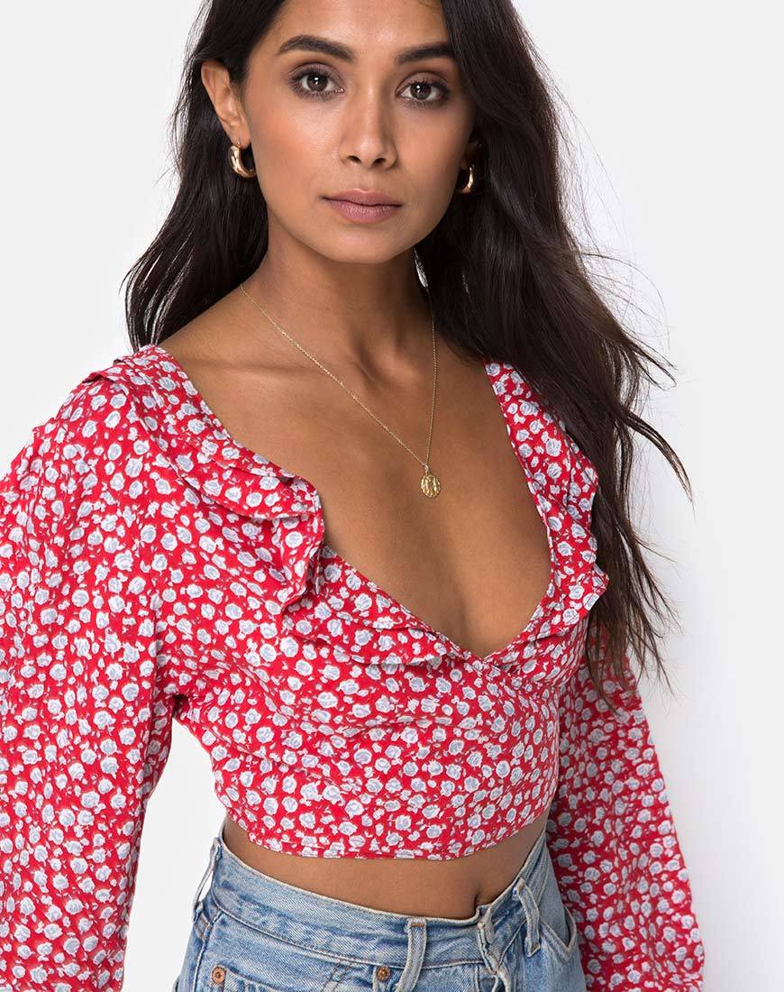 Koniva Crop Top en rosa rojizo y plata