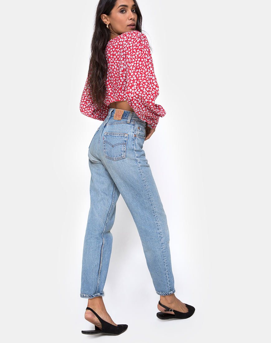 Imagen de Koniva Crop Top en Ditsy Rose Red y Plata