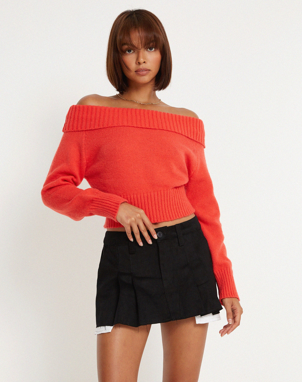 Top Koriya Bardot Rojo