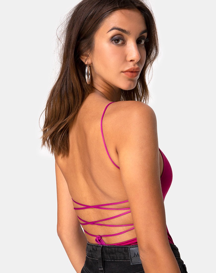 Corpiño Koza de satén magenta