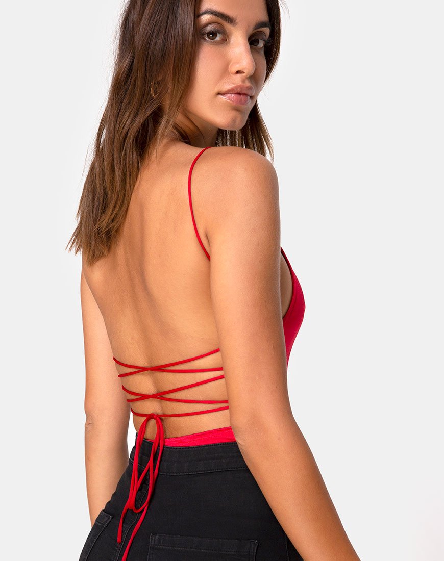 Corpiño Koza de satén rojo