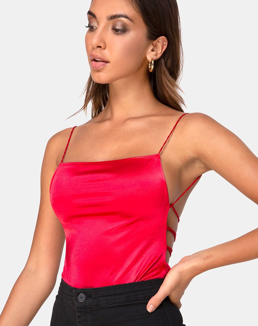 Corpiño Koza de satén rojo