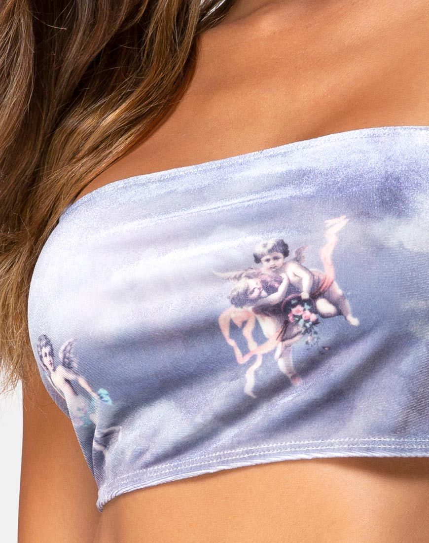 Imagen de Kozina Crop Top en terciopelo gris ángel