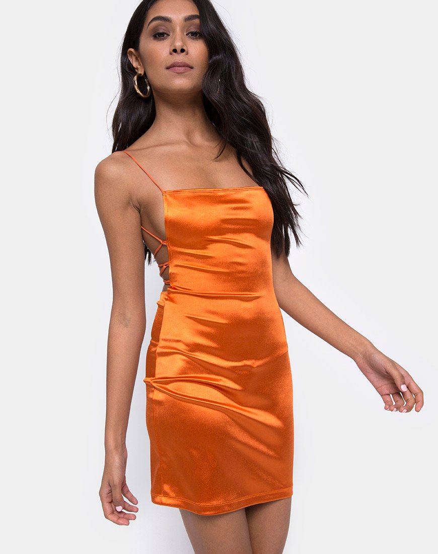 Mini Vestido Kozue en Satén Sal Caramelo
