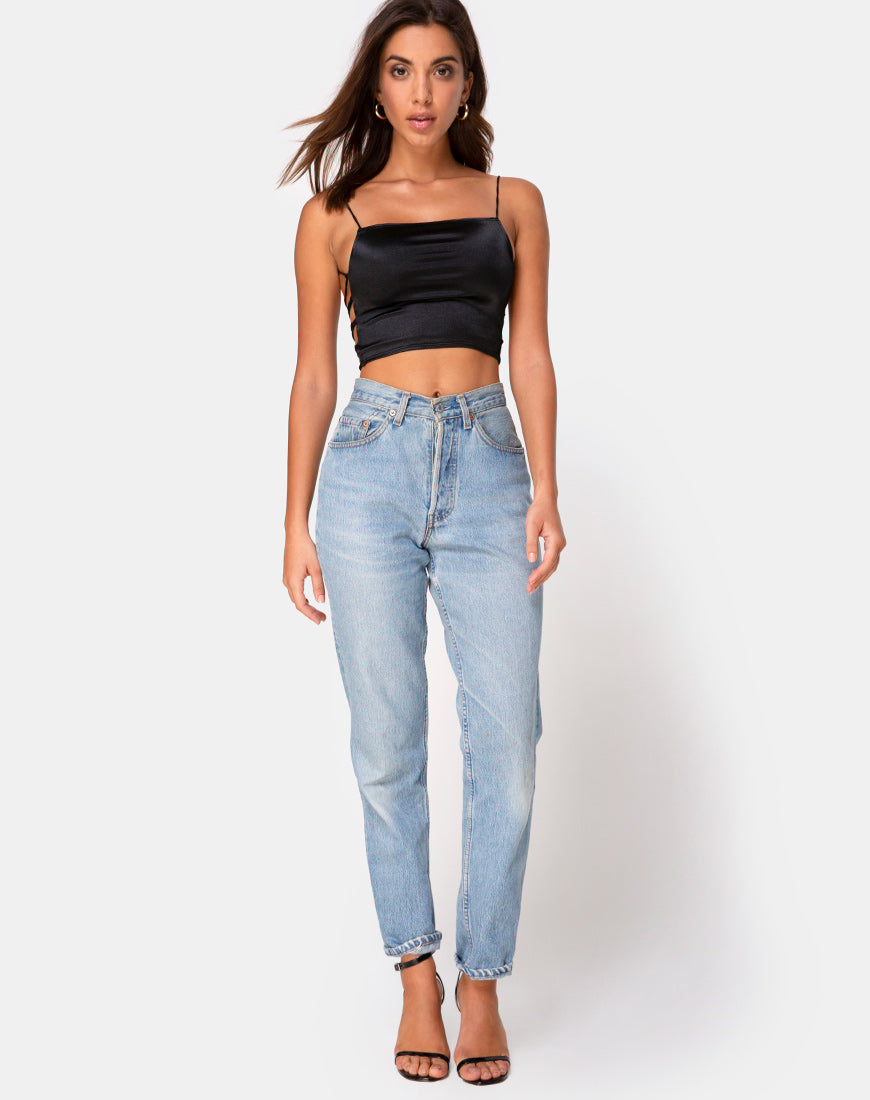 Imagen de Ozka Crop Top de satén negro