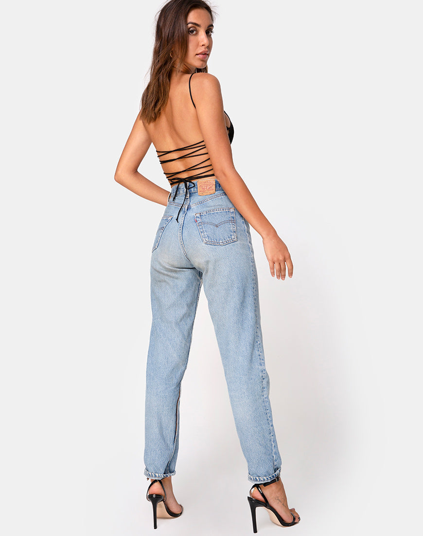 Imagen de Ozka Crop Top de satén negro