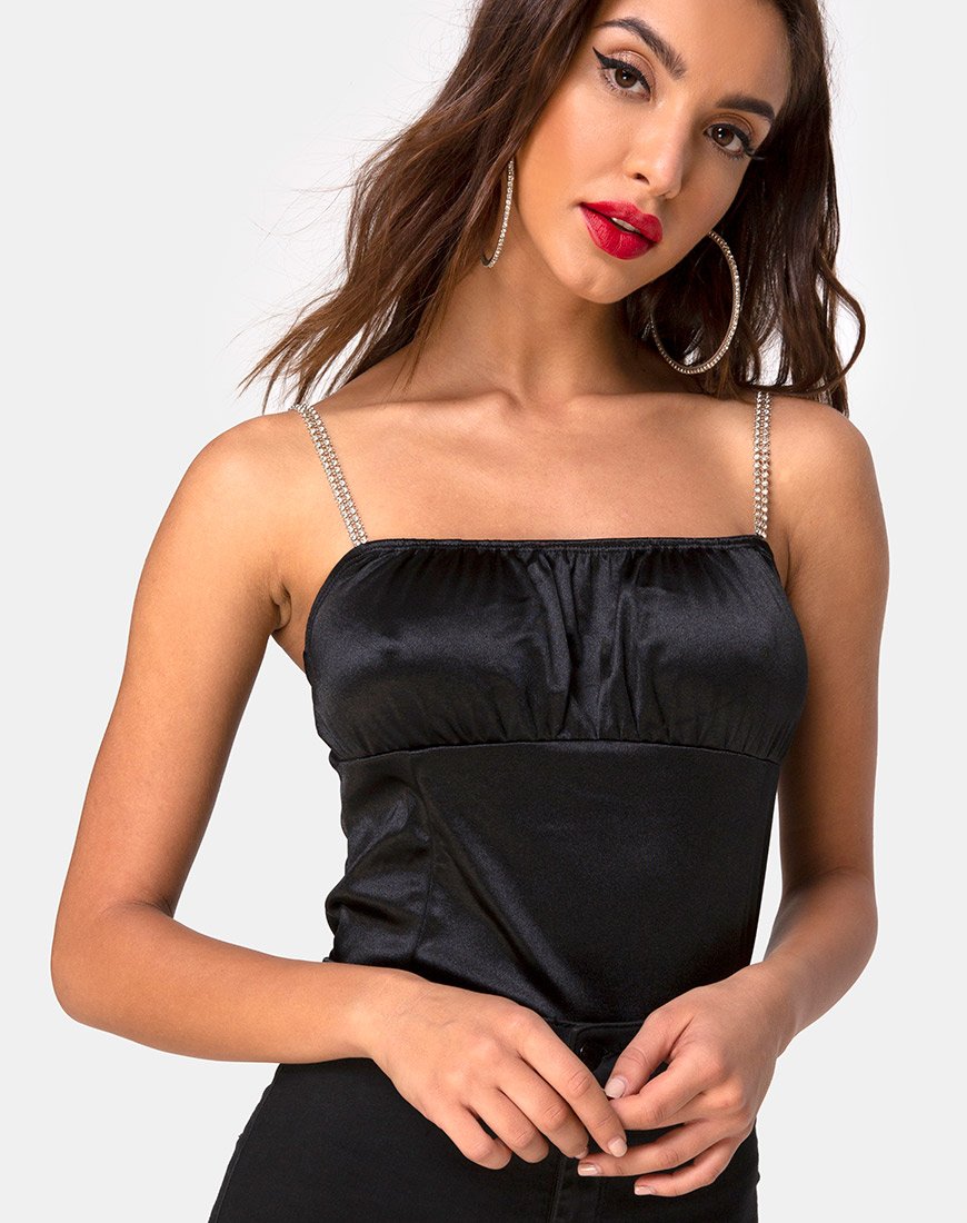 Imagen del corpiño Kulin negro con diamantes
